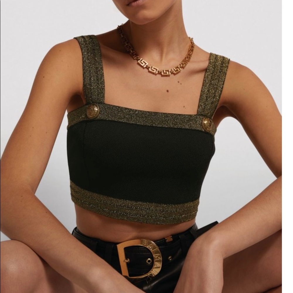 Balmain lurex crop top 40